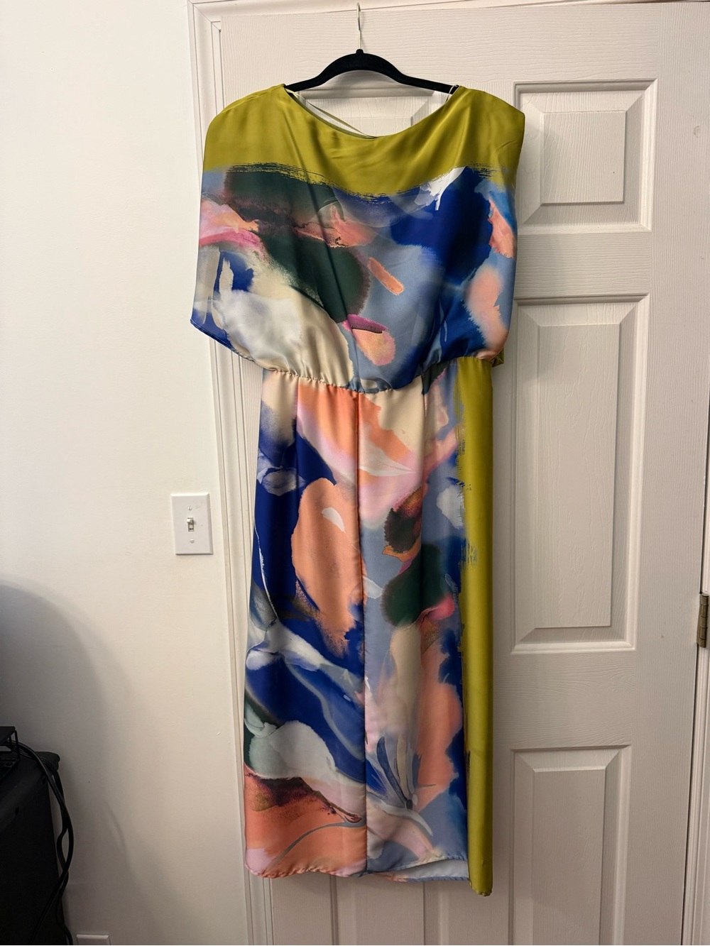 Zara Olive & Multicolor Abstract Floral Midi Dress - Picture 3 of 5